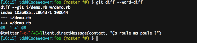 A git diff --word-diff using the regex mode