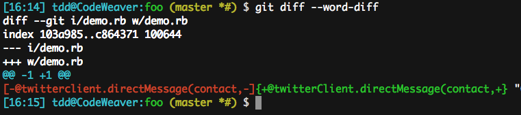 A standard git diff --word-diff